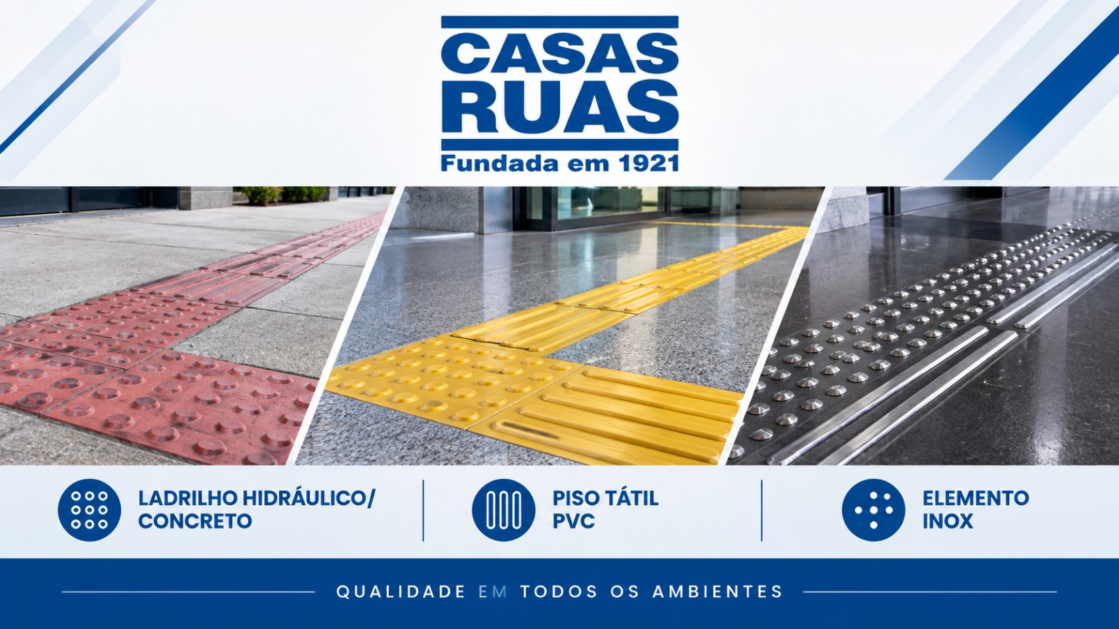Piso Tátil : Borracha/ PVC /Ladrilho Hidráulico/Elemento Inox